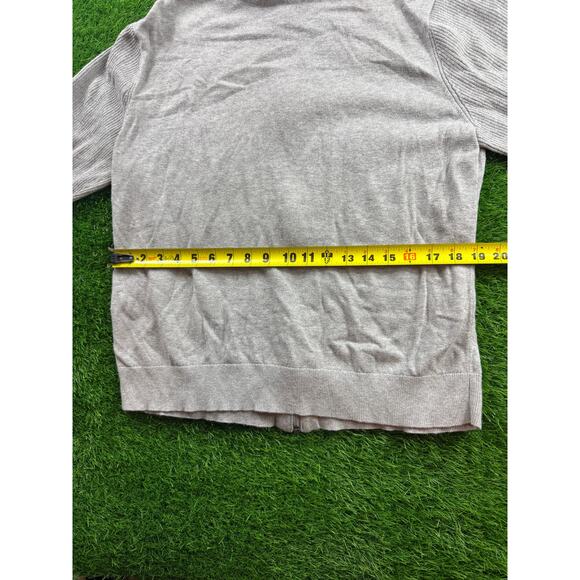 Michael Kors Mens Full Zip Mock Neck Cotton Sweater Gray Heather Sz L Ribbed Hem - Picture 6 of 10